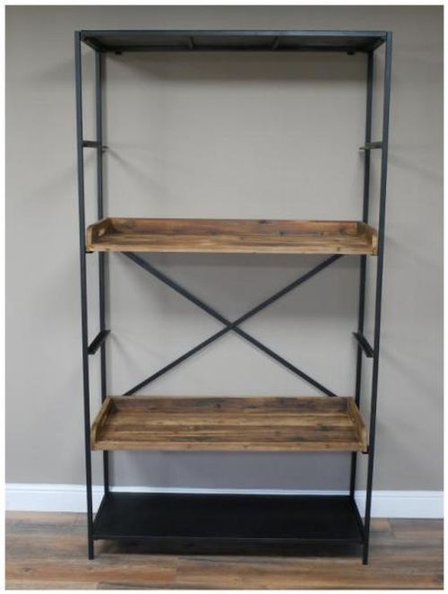 Dutch Industrial Reclaimed Wood and Metal Shelves