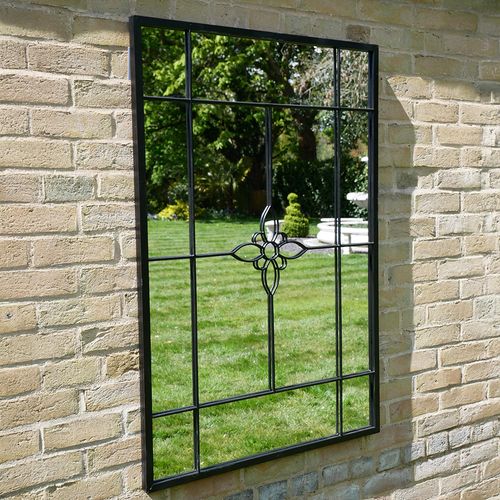 Black Metal Garden Rectangular Mirror