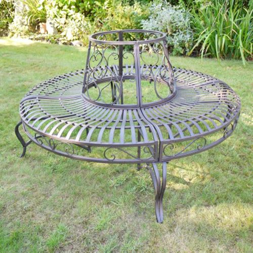 Black Metal Garden Tree Bench