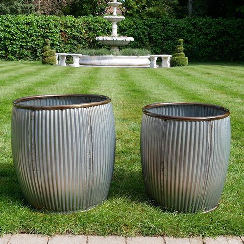 Grey Metal Set of 2 Tub