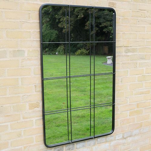 Black Curved Metal Garden Mirror