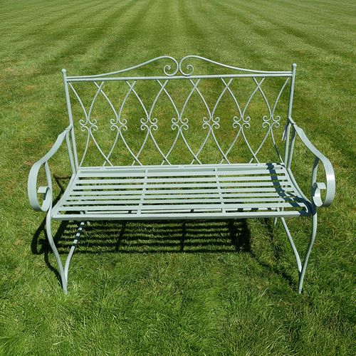 Pistachio Green Metal Garden Bench