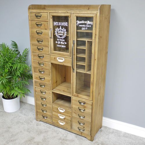 Dutch Wooden Multi Drawer 2 Door Large Display Cabinet