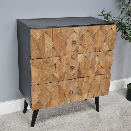 Dutch Industrial Wooden 3 Drawer Chest