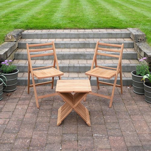 Teak Wood Folder Garden Table with 2 Chairs