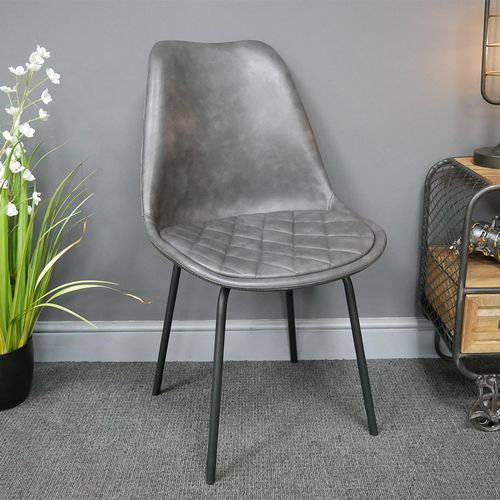 2 x Dutch Dark Grey Faux Leather Dining Chair