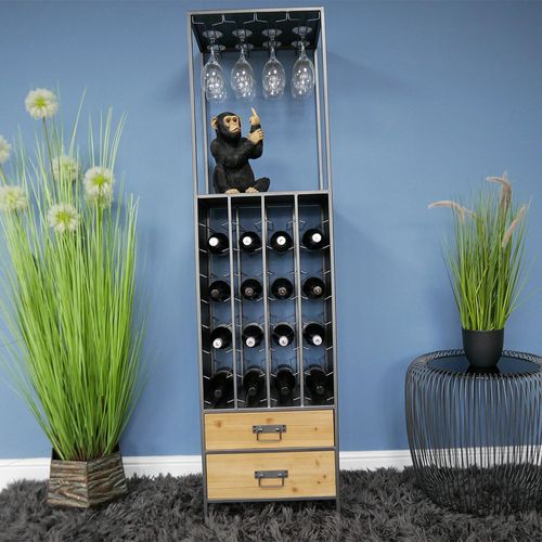 Dutch Metal 2 Drawer 32 Bottles Wine Cabinet
