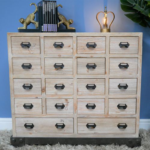 Dutch Rustic Fir Wood Multi Drawer Apothecary Cabinet