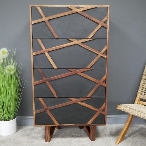 Dutch Sheesham Wood 4 Drawer Tallboy Chest