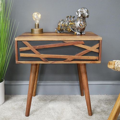 Dutch Sheesham Wood 1 Drawer Bedside Cabinet