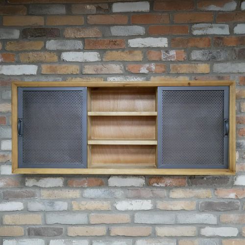Dutch Fir Wood and Metal 2 Door Wall Unit