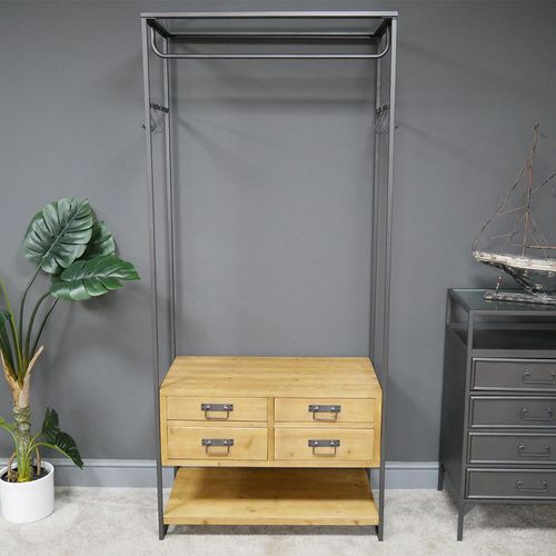 Dutch Wood and Metal 4 Drawer Hall Stand