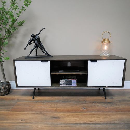 Dutch Venice Mango Wood and Marble Effect 2 Door TV Unit