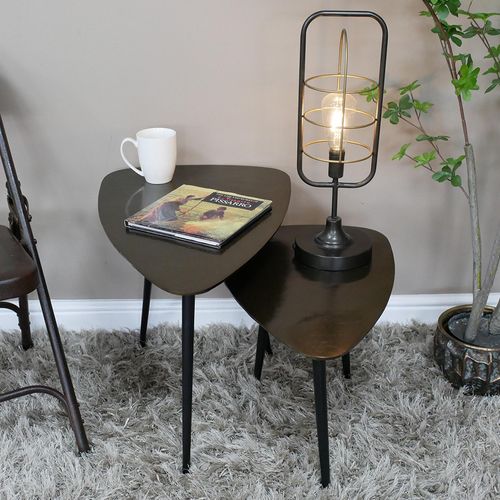 Dutch Set of 2 Aluminium Triangular Side Tables