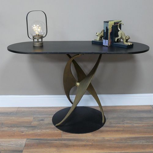 Dutch Black Metal Oval Side Table