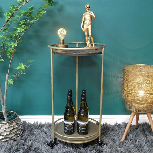 Dutch Wood and Metal Round Drink Trolley
