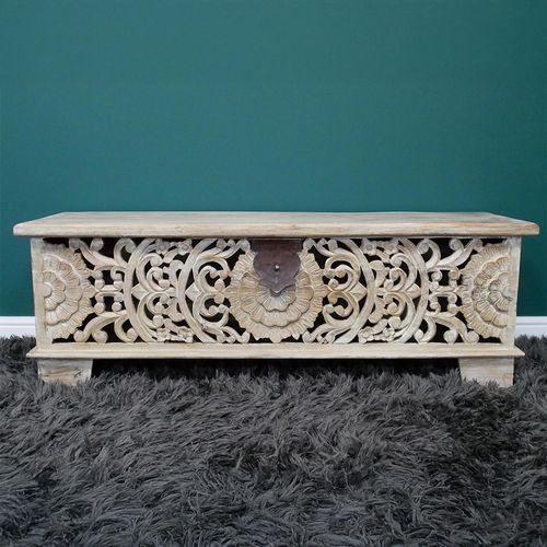 Dutch Carved Mango Wood Storage Bench