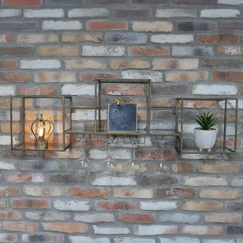 Dutch Glass and Metal Wall Rack