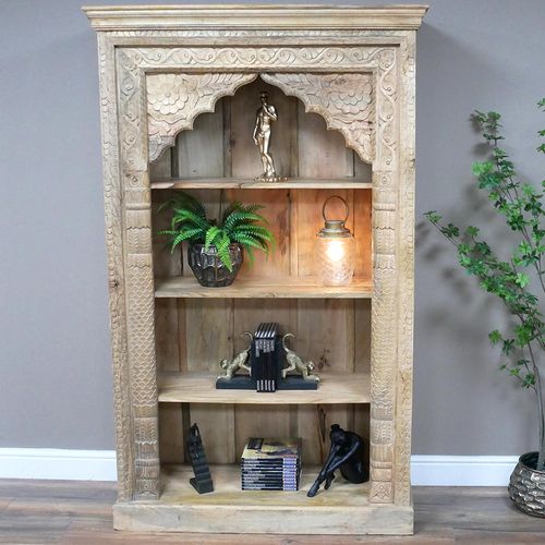 Dutch Carved Mango Wood Small Bookcase