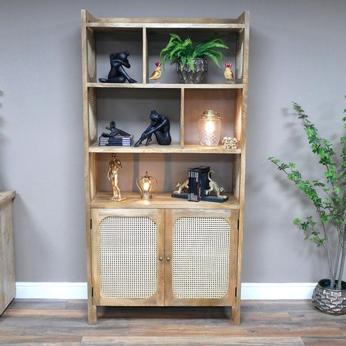 Dutch Wood and Rattan Display Cabinet