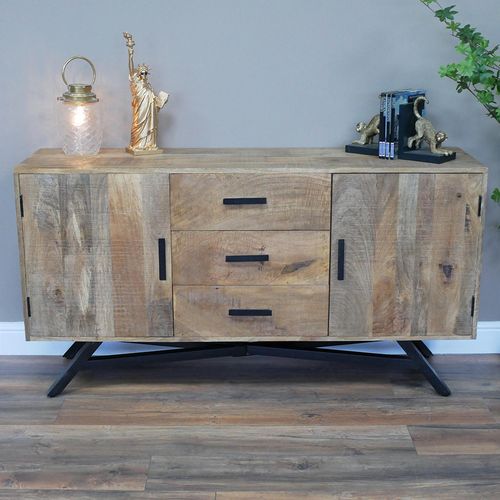 Dutch Industrial Rustic Mango Wood 2 Door Medium Sideboard