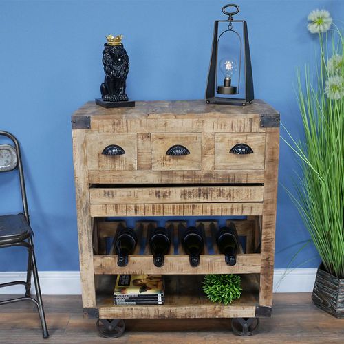 Dutch Industrial Mango Wood Wine Cabinet
