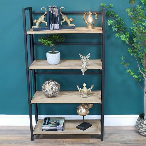 Dutch Industrial Mango Wood and Metal Shelves