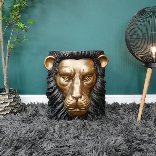 Black and Gold Lion Side Table