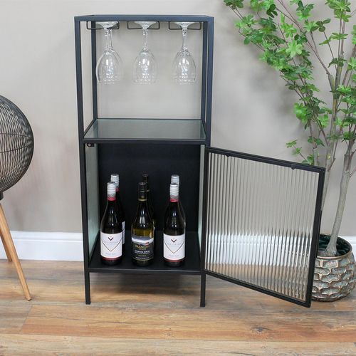 Dutch Black Metal 1 Door Wine Cabinet