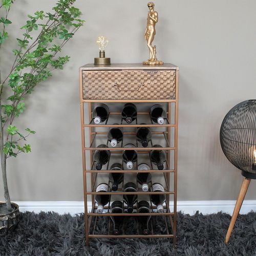 Dutch Copper Metal 1 Drawer Bar Cabinet