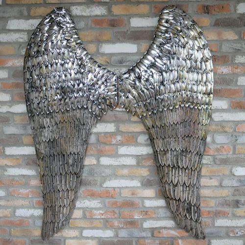Silver Metal Giant Angel Wings