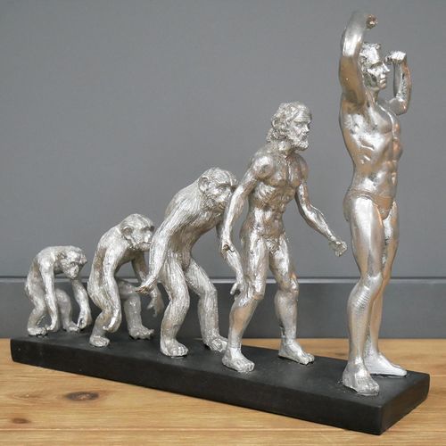 Silver Resin Human Evolution Statue - Set of 2