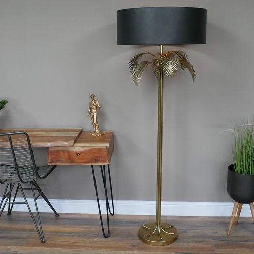 Palm Tree Standing Large Lamp with Black Shade