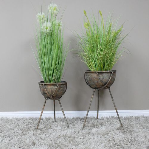 Metal Artificial Flower Planters - Set of 2
