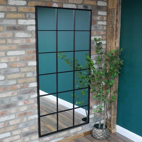 Industrial Black Metal Large Wall Mirror
