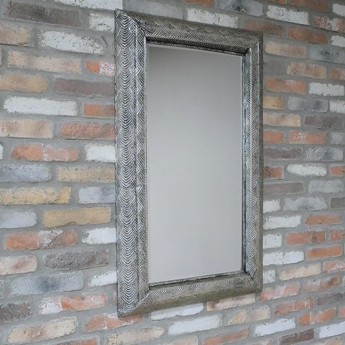 Silver Metal Rectangular Large Wall Mirror