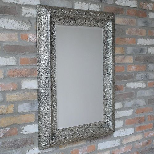 Silver Metal Rectangular Wall Mirror