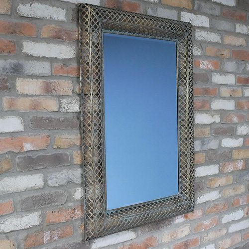 Rustic Gold Metal Rectangular Wall Mirror - Set of 2