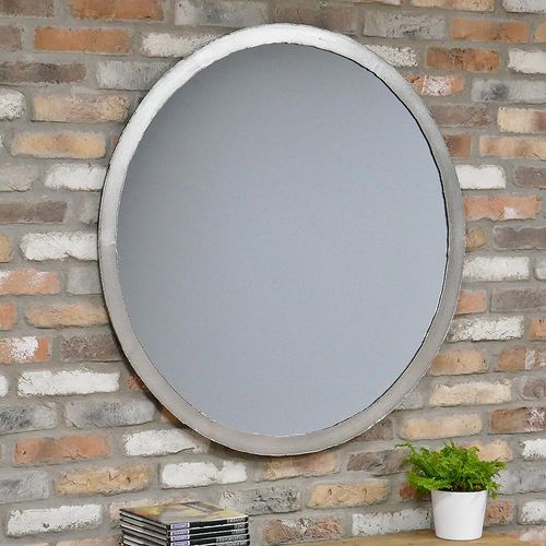 Silver Metal Round Wall Mirror