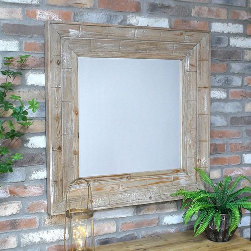 Wooden Frame Square Wall Mirror