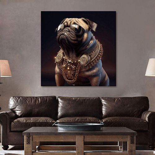 Pug Tempered Glass Square Wall Art