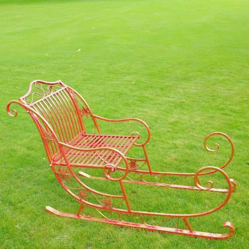 Red and Gold Metal Giant Christmas Sleigh