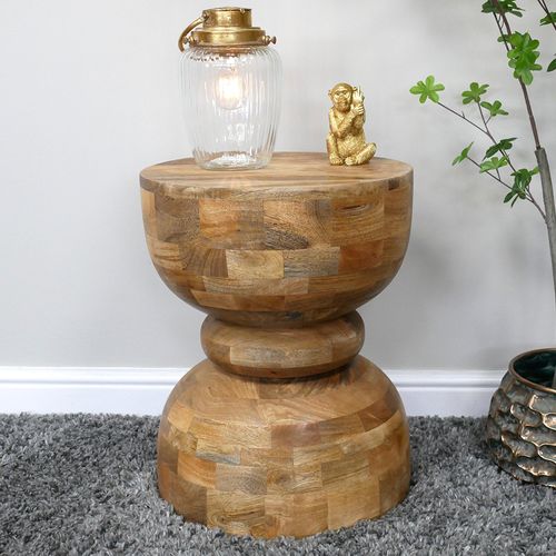 Dutch Mango Wood Round Small Side Table
