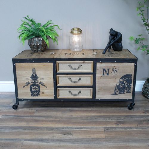 Dutch Industrial Wood and Metal Trunk Storage Cabinet