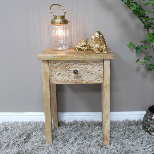 Dutch Carved Mango Wood 1 Drawer Bedside Table