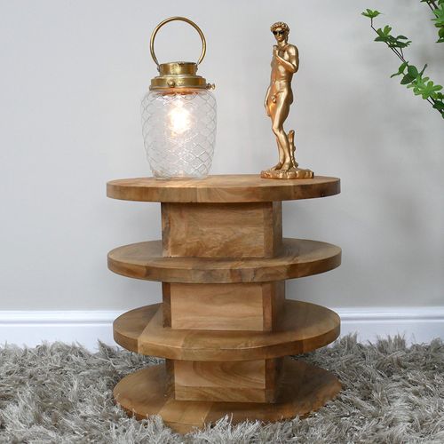 Dutch Mango Wood Small Round Side Table