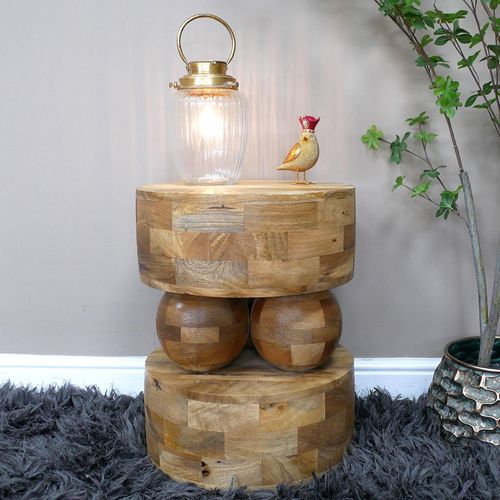 Dutch Mango Wood Small Round Side Table - 40cm
