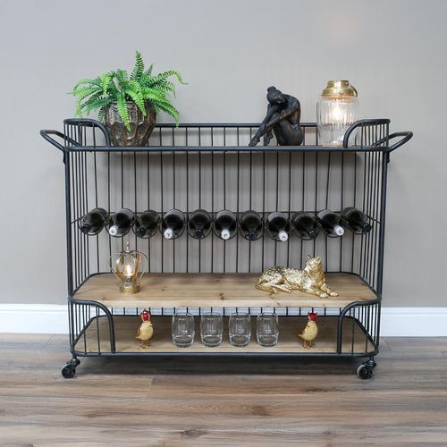 Dutch Metal and Wood Wine Trolley