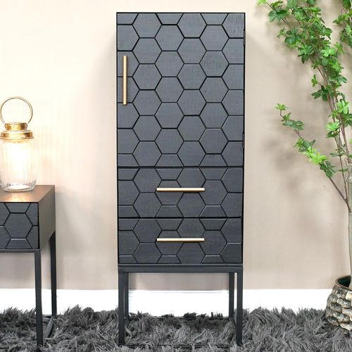 Dutch Black 1 Door 2 Drawer Hall Cabinet