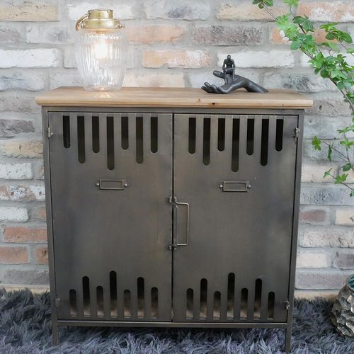 Dutch Industrial Metal 2 Door Hall Cabinet